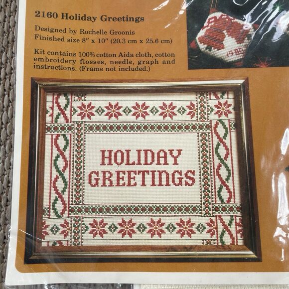 Creative Circle 2160 Holiday Greetings 8”x 10” Counted Cross Stitch Christmas - Picture 2 of 4